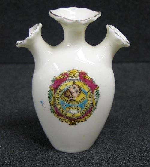 three spouted vase, souvenir ware china