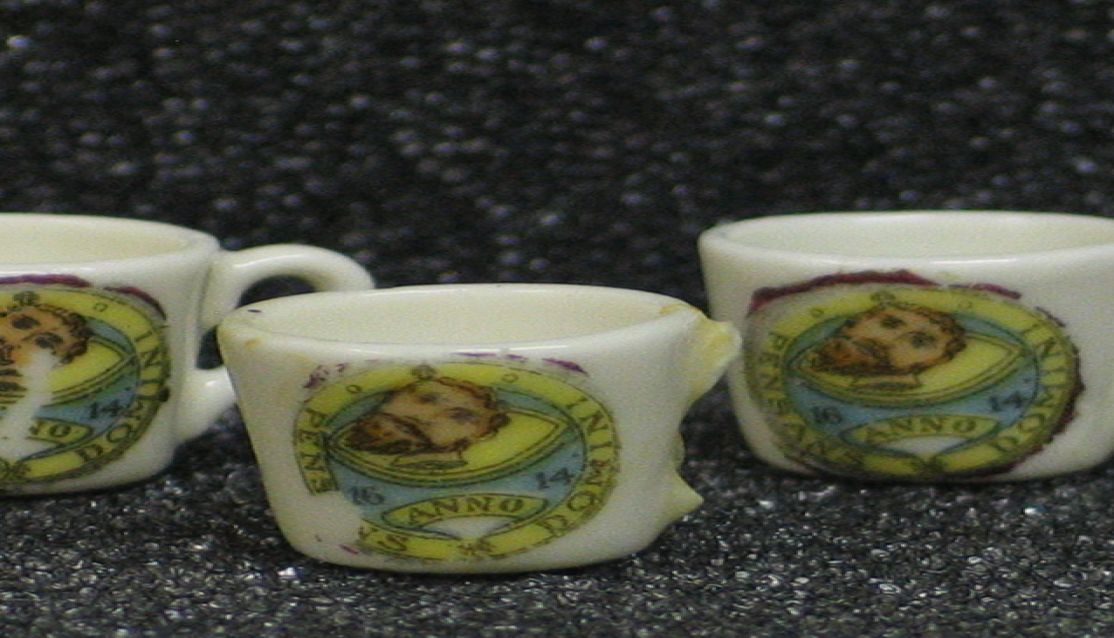 three cups, souvenir ware china