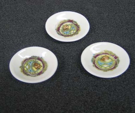 three plates, souvenir ware china